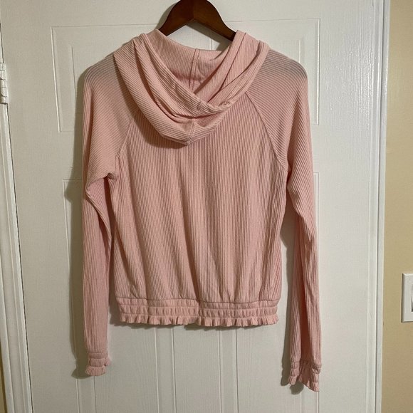 Make + Model Ribbed Pink Hoodie Sweater - Picture 2 of 4